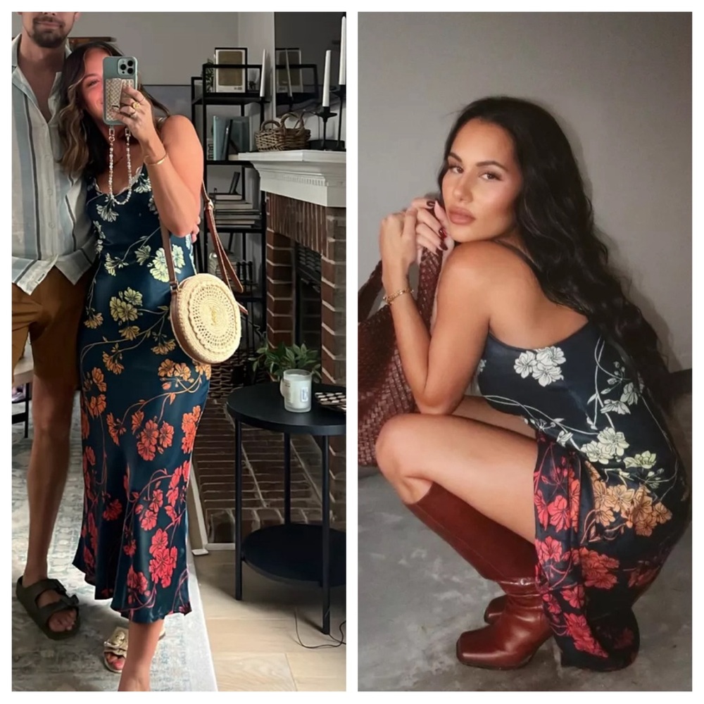 Anthropologie Conditions Apply Elva Slip Midi Dress Floral Print Maxi Dress XS - Picture 2 of 9